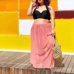 Plus Size Mesh Swim Cover-Up Skirt